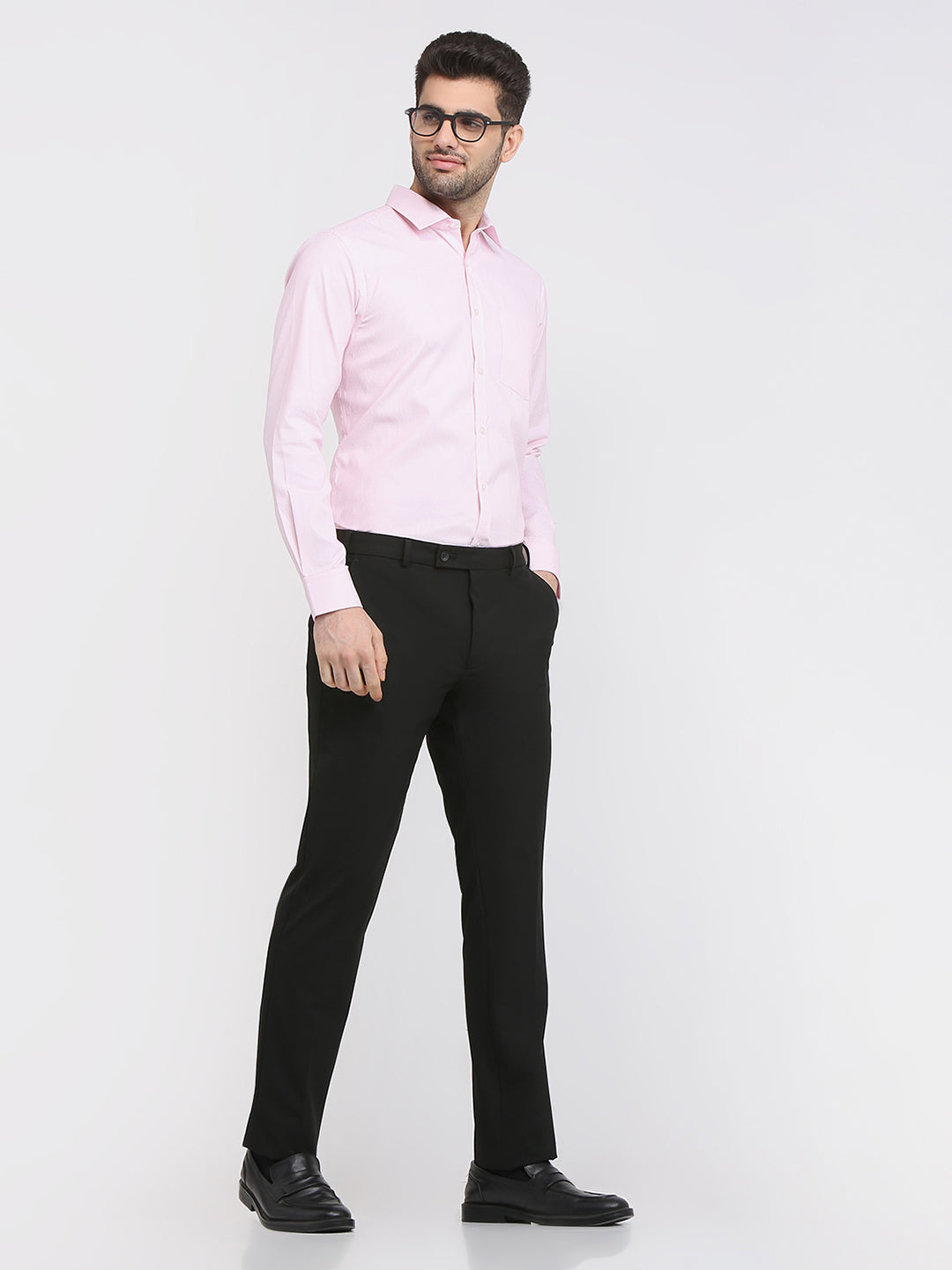 Park Avenue Men Black Solid Slim Fit Polyester Blend Trouser