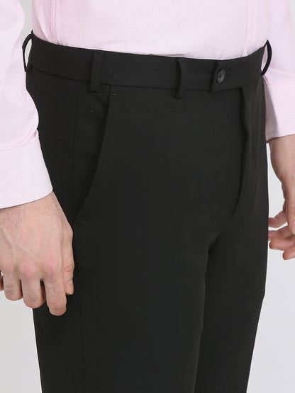 Park Avenue Men Black Solid Slim Fit Polyester Blend Trouser