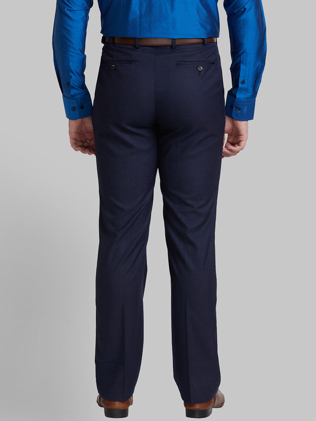 Park Avenue Men Blue Self Design Regular Fit Trouser