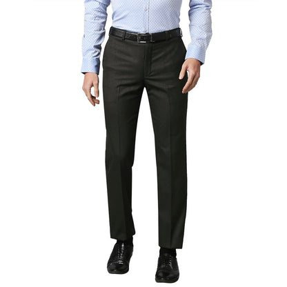 Men Brown Smart Fit Structure Polyester Blend Trouser
