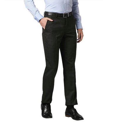Men Brown Smart Fit Structure Polyester Blend Trouser