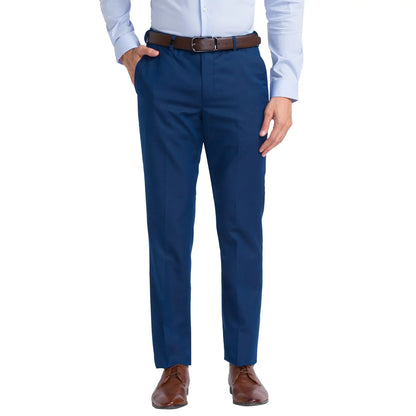 Men Blue Smart Fit Structure Polyester Blend Trouser