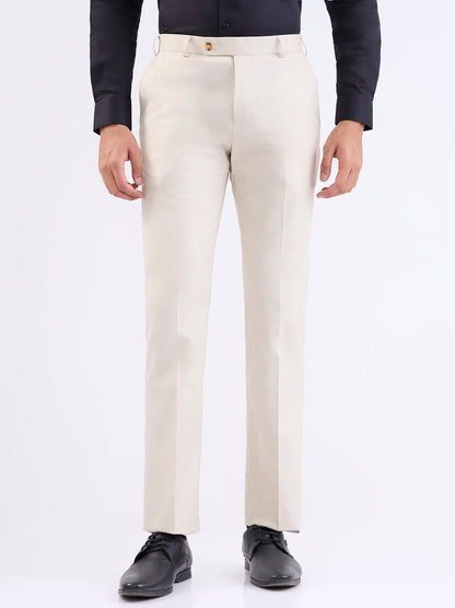 Park Avenue Men Brown Structure Smart Fit Polyester Blend Trouser