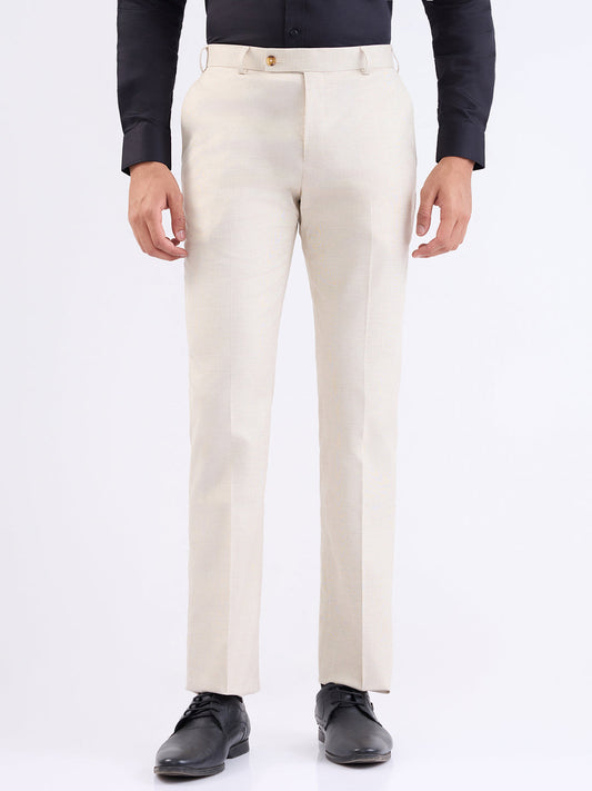 Park Avenue Men Brown Structure Smart Fit Polyester Blend Trouser