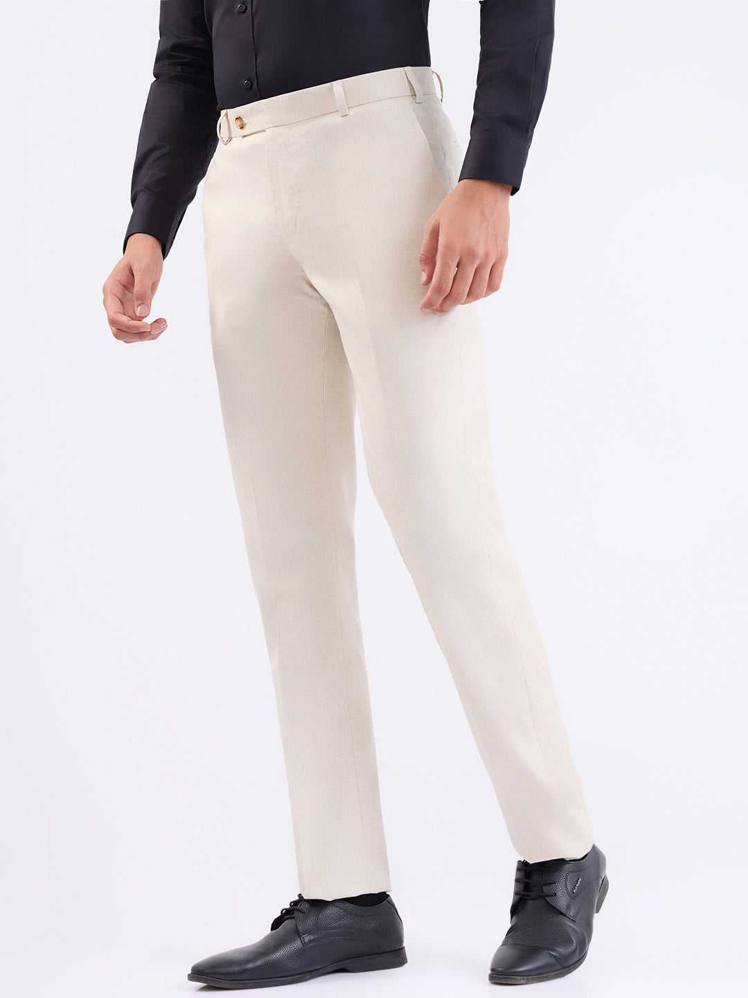 Park Avenue Men Brown Structure Smart Fit Polyester Blend Trouser