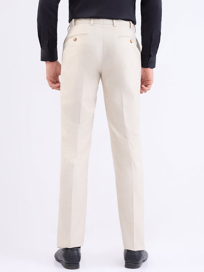 Park Avenue Men Brown Structure Smart Fit Polyester Blend Trouser