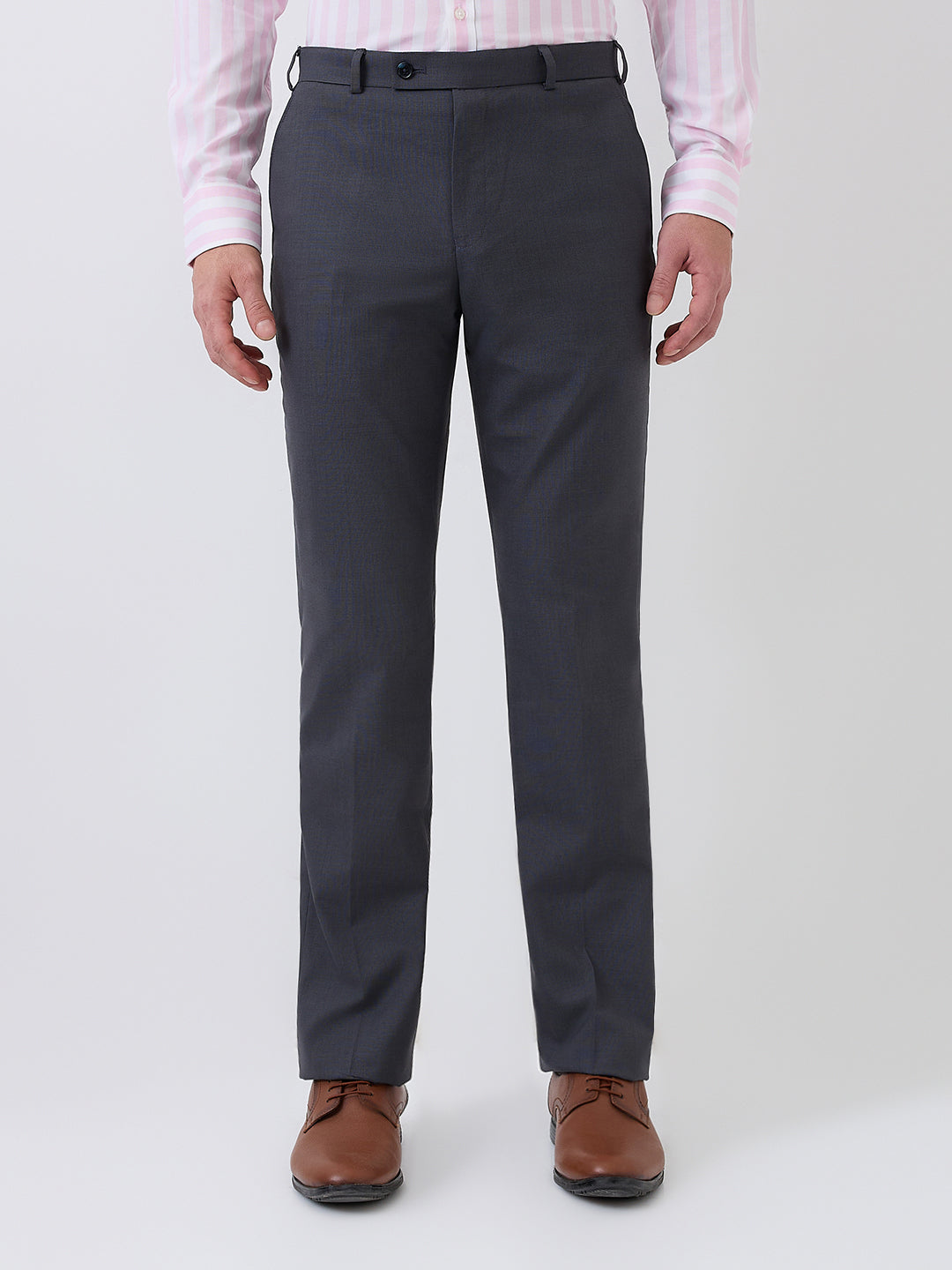 Park Avenue Men Blue Structure Smart Fit Polyester Blend Trouser