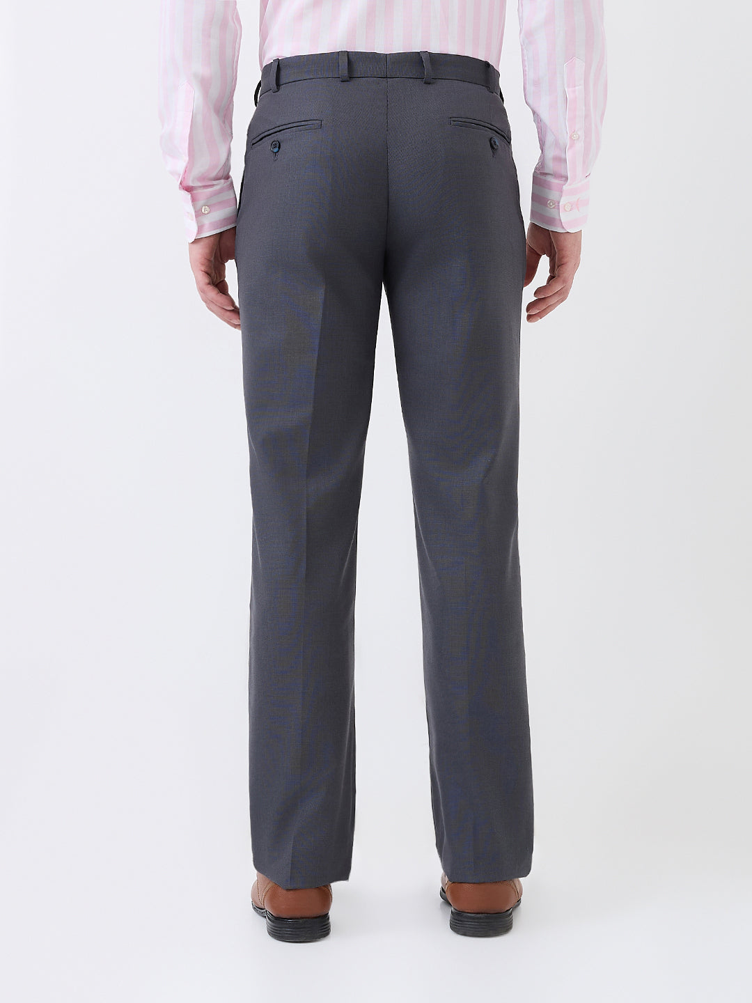 Park Avenue Men Blue Structure Smart Fit Polyester Blend Trouser