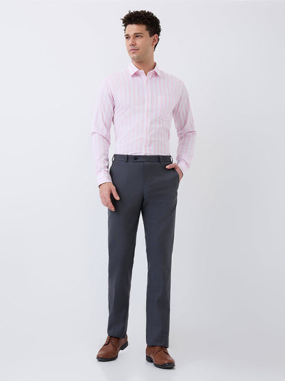 Park Avenue Men Blue Structure Smart Fit Polyester Blend Trouser