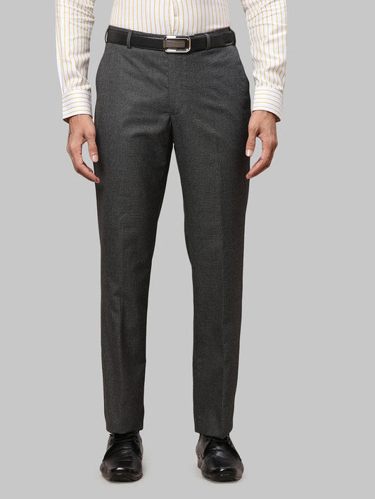 Park Avenue Grey Structure Smart Fit Polyester Blend Trouser