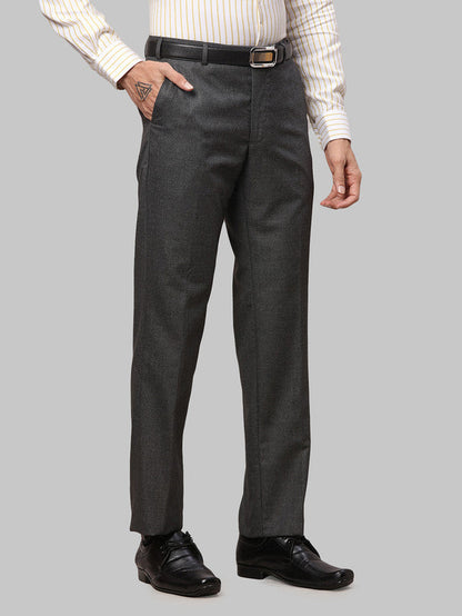 Park Avenue Grey Structure Smart Fit Polyester Blend Trouser