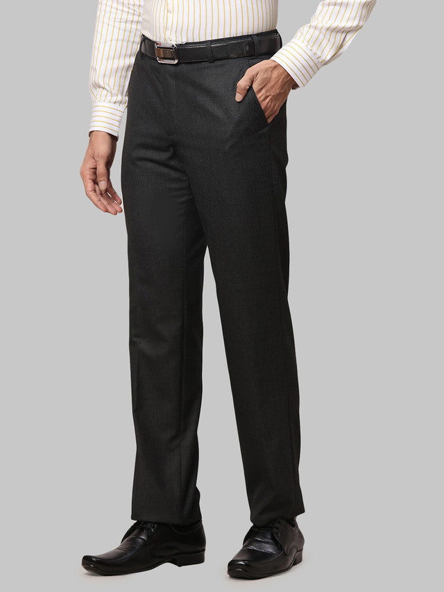 Park Avenue Men Grey Self Design Regular Fit Trouser