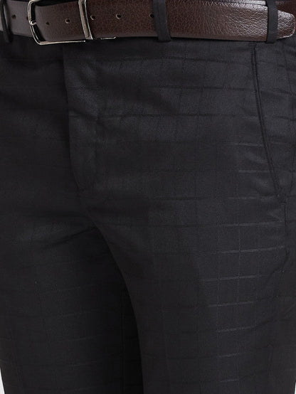 Park Avenue Men Black Checkered Regular Fit Trouser
