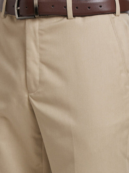 Park Avenue Men Brown Plain Smart Fit Polyester Blend Trouser