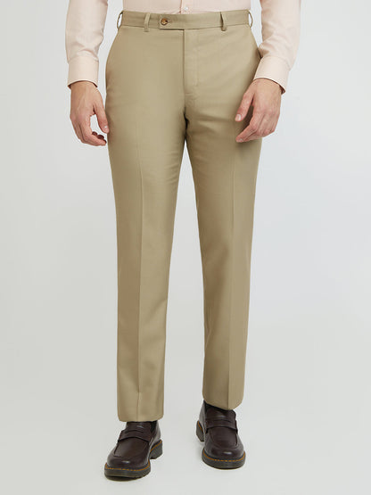 Park Avenue Men Brown Structure Smart Fit Polyester Blend Trouser