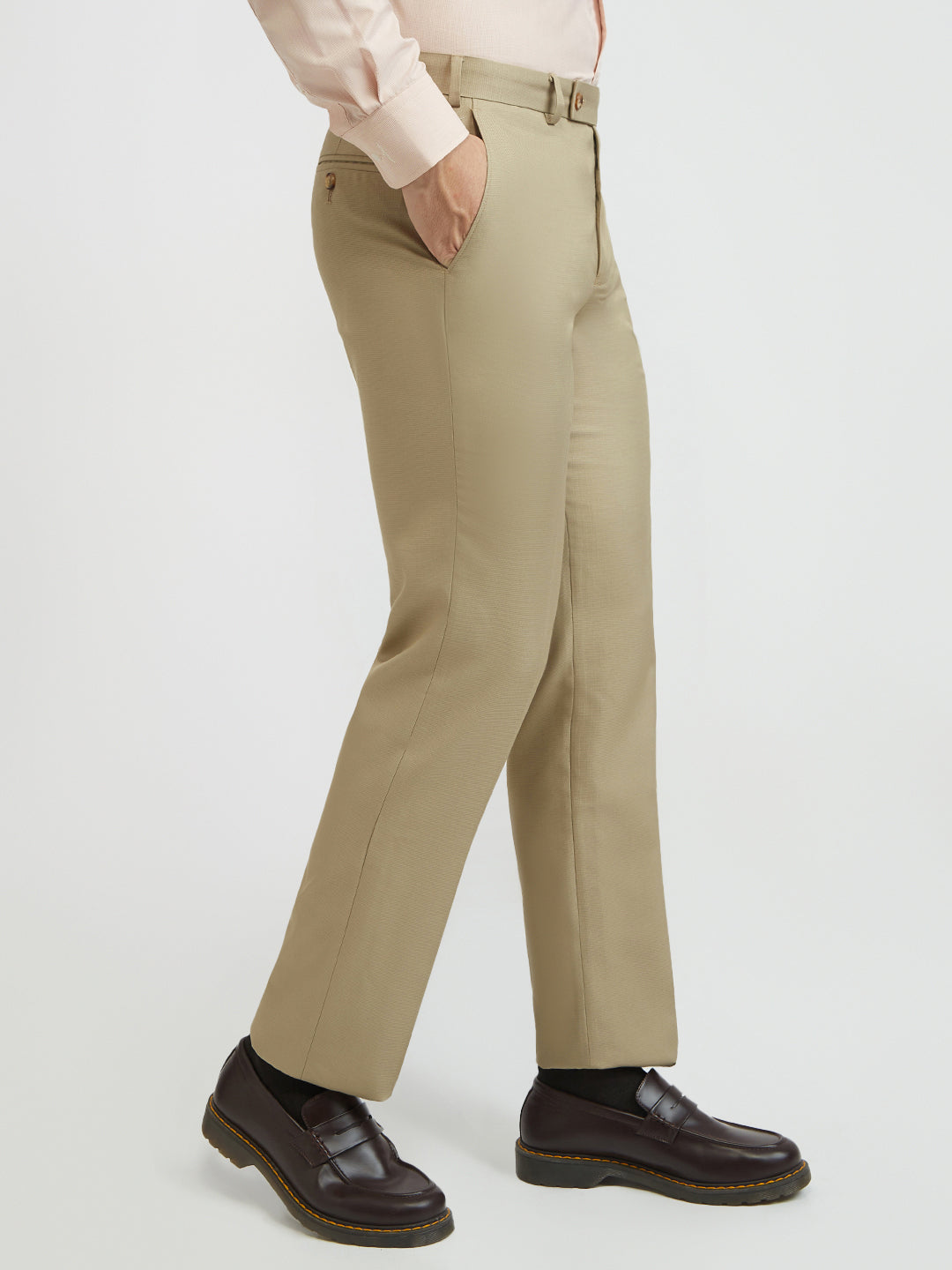 Park Avenue Men Brown Structure Smart Fit Polyester Blend Trouser