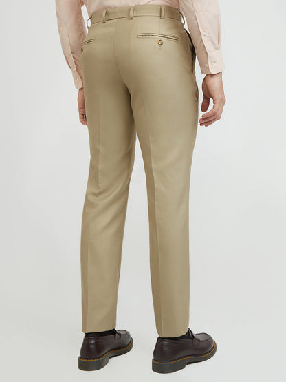 Park Avenue Men Brown Structure Smart Fit Polyester Blend Trouser