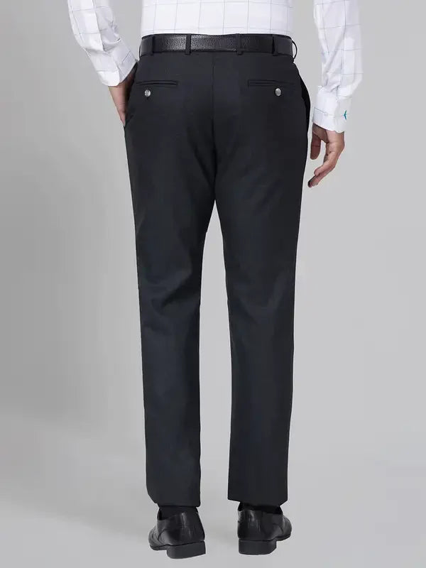 Men Grey Smart Fit Checks Polyester Blend Trouser