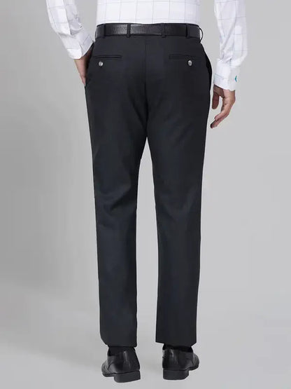 Men Grey Smart Fit Checks Polyester Blend Trouser