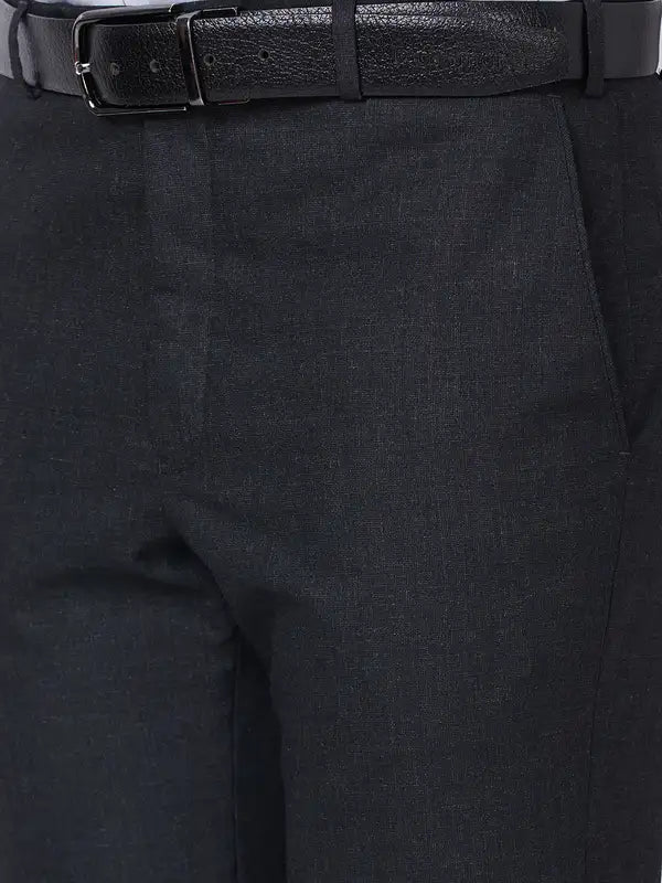 Men Grey Smart Fit Checks Polyester Blend Trouser