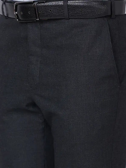 Men Grey Smart Fit Checks Polyester Blend Trouser