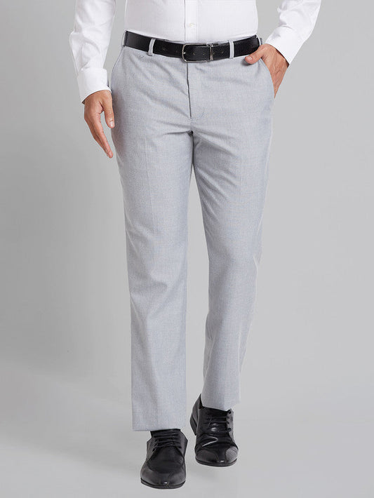 Park Avenue Men Grey Checks Smart Fit Polyester Blend Trouser
