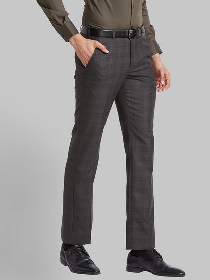 Park Avenue Brown Checks Smart Fit Polyester Blend Trouser