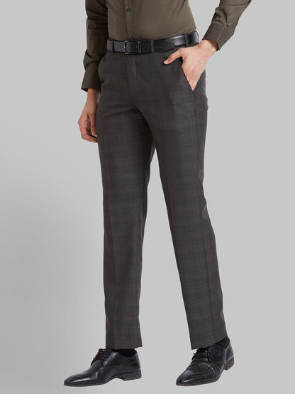 Park Avenue Brown Checks Smart Fit Polyester Blend Trouser