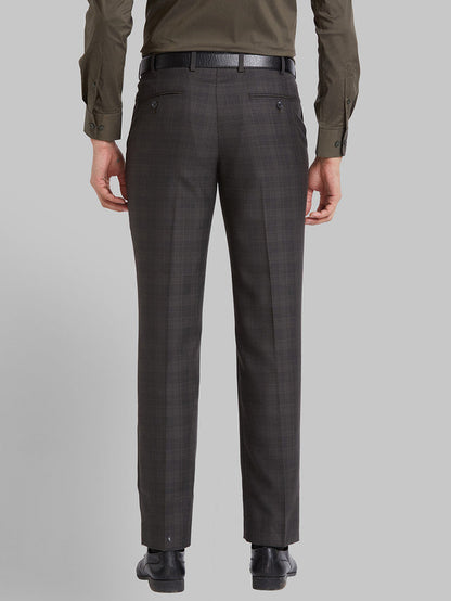 Park Avenue Brown Checks Smart Fit Polyester Blend Trouser