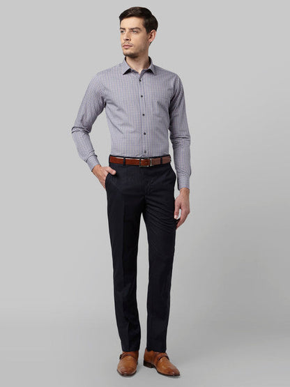 Park Avenue Men Blue Smart Fit Structured Trouser