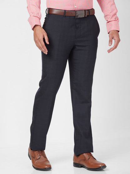 Park Avenue Men Blue Structure Smart Fit Polyester Blend Trouser