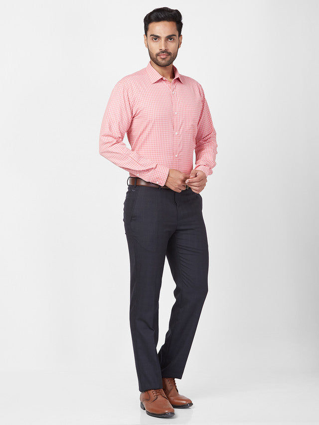 Park Avenue Men Blue Structure Smart Fit Polyester Blend Trouser