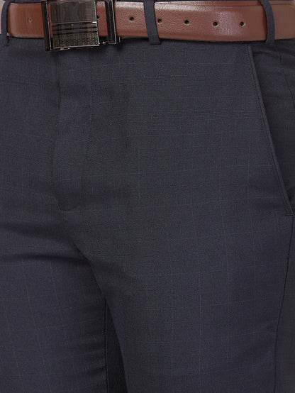Park Avenue Men Blue Structure Smart Fit Polyester Blend Trouser