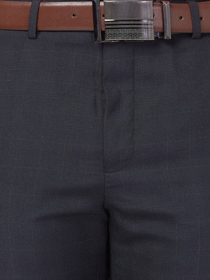 Park Avenue Men Blue Structure Smart Fit Polyester Blend Trouser