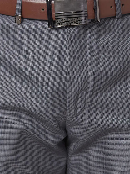 Park Avenue Men Grey Structure Smart Fit Polyester Blend Trouser