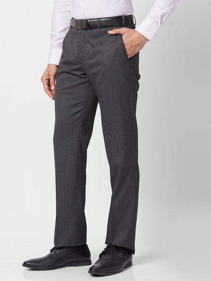 Park Avenue Men Grey Self Design Regular Fit Trouser
