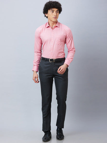 Park Avenue Grey Structure Smart Fit Polyester Blend Trouser