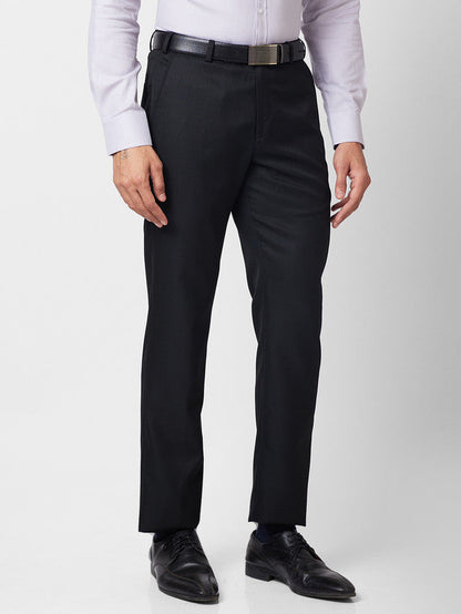 Park Avenue Black Structure Smart Fit Polyester Blend Trouser