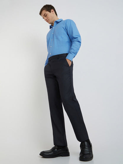 Park Avenue Blue Structure Regular Fit Polyester Blend Trouser
