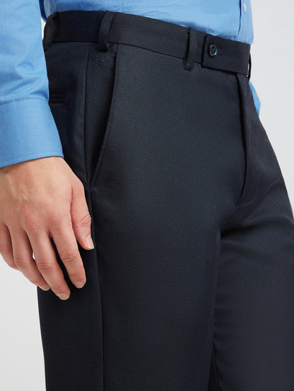 Park Avenue Blue Structure Regular Fit Polyester Blend Trouser