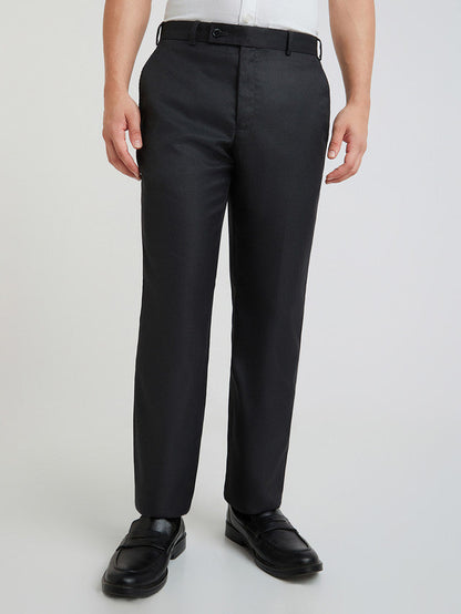 Park Avenue Grey Structure Regular Fit Polyester Blend Trouser
