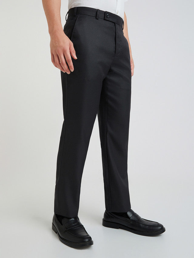 Park Avenue Grey Structure Regular Fit Polyester Blend Trouser