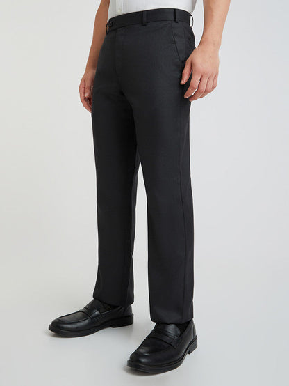Park Avenue Grey Structure Regular Fit Polyester Blend Trouser