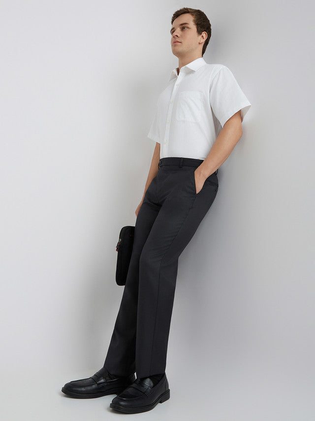 Park Avenue Grey Structure Regular Fit Polyester Blend Trouser