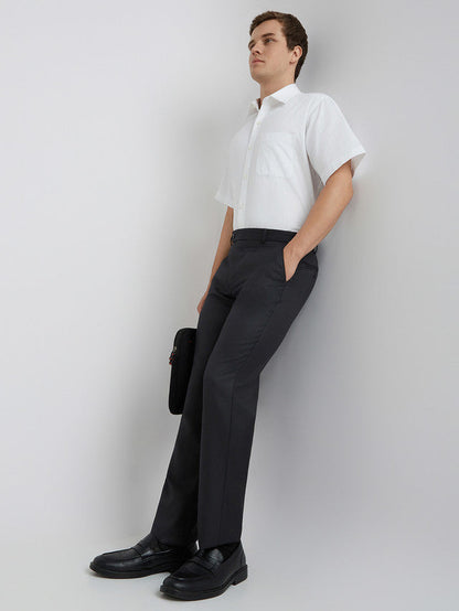 Park Avenue Grey Structure Regular Fit Polyester Blend Trouser