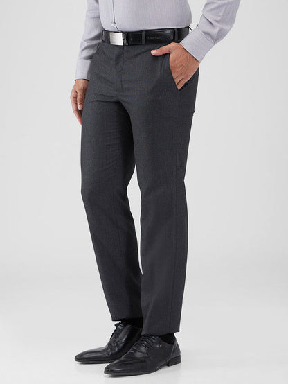 Park Avenue Grey Stripe Regular Fit Polyester Blend Trouser