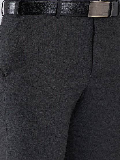 Park Avenue Grey Stripe Regular Fit Polyester Blend Trouser