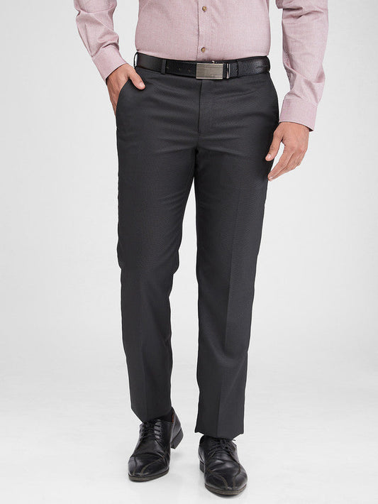 Park Avenue Black Stripe Regular Fit Polyester Blend Trouser