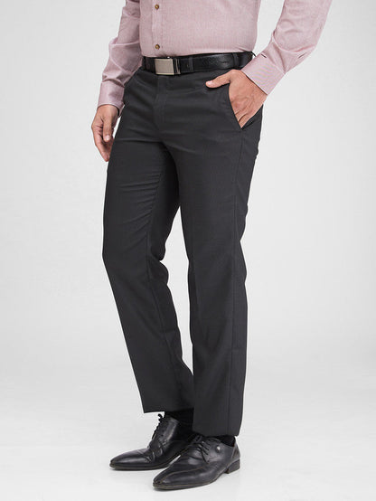 Park Avenue Black Stripe Regular Fit Polyester Blend Trouser