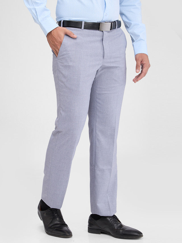Park Avenue Grey Stripe Regular Fit Polyester Blend Trouser